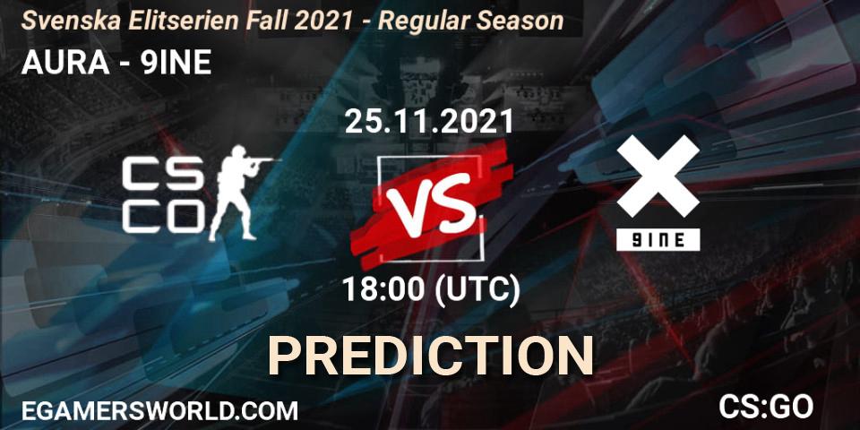 AURA - 9INE: ennuste. 25.11.21, CS2 (CS:GO), Svenska Elitserien Fall 2021 - Regular Season