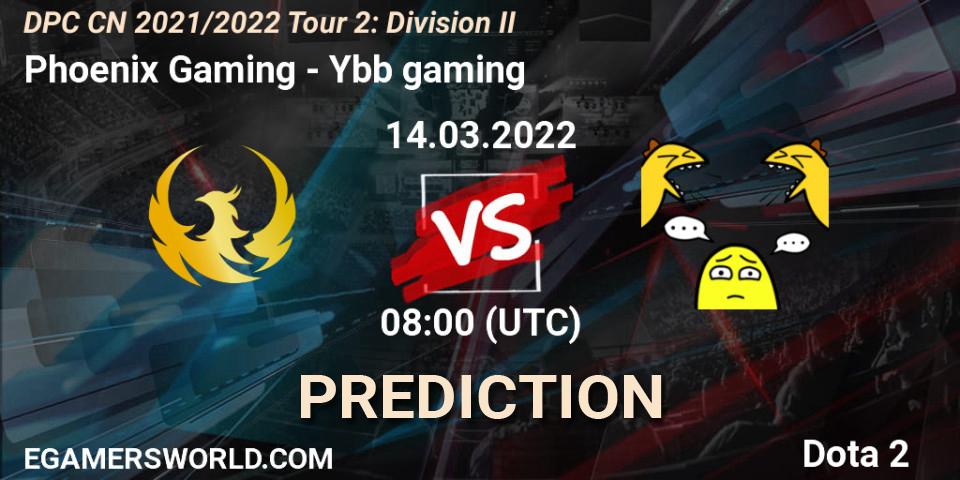 Phoenix Gaming - Ybb gaming: ennuste. 14.03.2022 at 07:17, Dota 2, DPC 2021/2022 Tour 2: CN Division II (Lower)