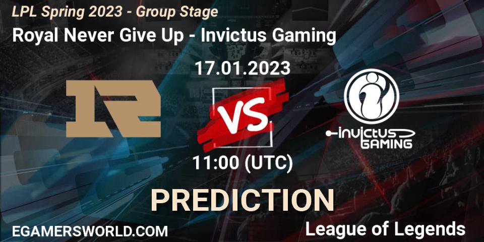 Royal Never Give Up - Invictus Gaming: ennuste. 17.01.23, LoL, LPL Spring 2023 - Group Stage
