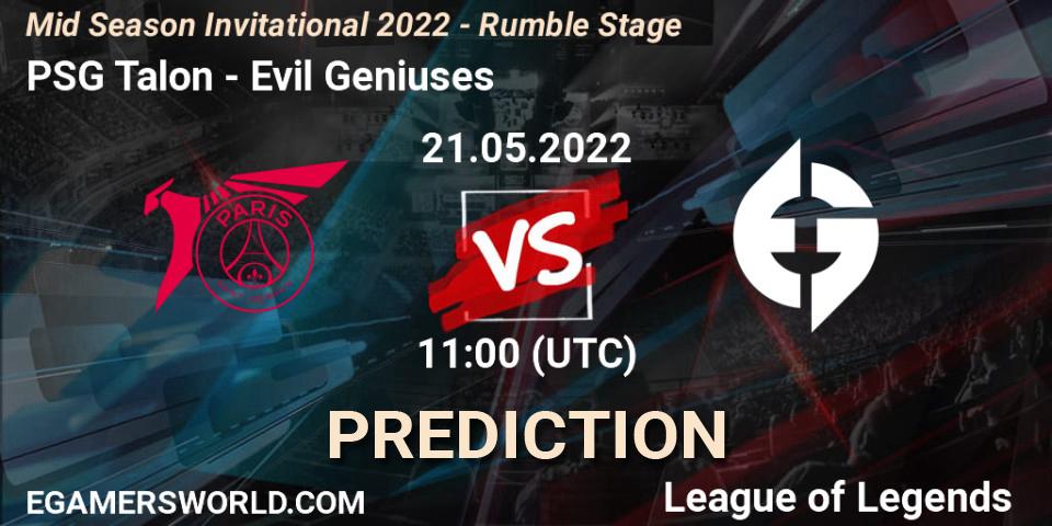PSG Talon - Evil Geniuses: ennuste. 21.05.2022 at 11:00, LoL, Mid Season Invitational 2022 - Rumble Stage