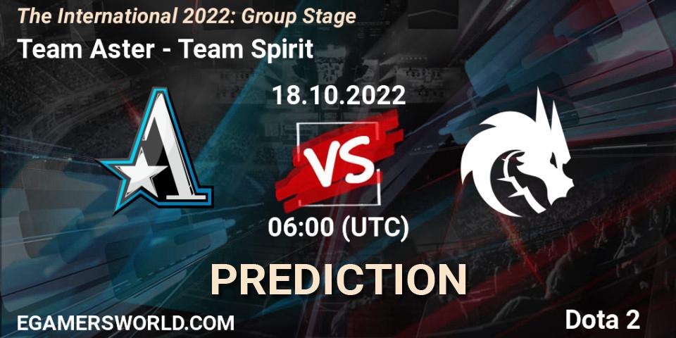 Team Aster - Team Spirit: ennuste. 18.10.2022 at 06:40, Dota 2, The International 2022: Group Stage
