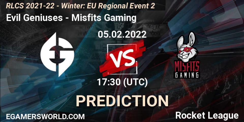 Evil Geniuses - Misfits Gaming: ennuste. 05.02.2022 at 17:40, Rocket League, RLCS 2021-22 - Winter: EU Regional Event 2