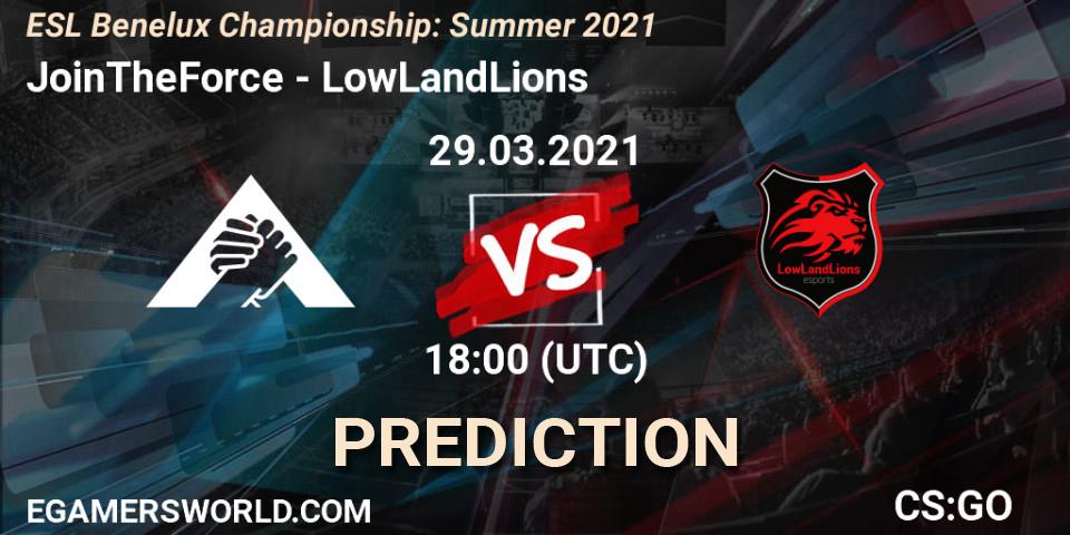 JoinTheForce - LowLandLions: ennuste. 29.03.2021 at 18:00, Counter-Strike (CS2), ESL Benelux Championship: Summer 2021