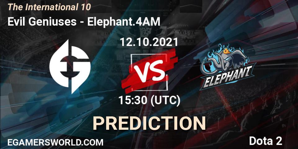 Evil Geniuses - Elephant.4AM: ennuste. 12.10.2021 at 19:42, Dota 2, The Internationa 2021