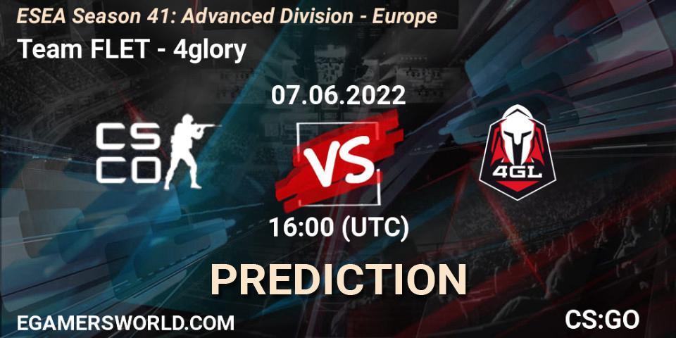 Team FLET - 4glory: ennuste. 07.06.2022 at 16:00, Counter-Strike (CS2), ESEA Season 41: Advanced Division - Europe