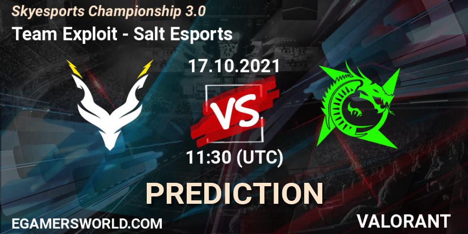 Team Exploit - Salt Esports: ennuste. 17.10.2021 at 11:30, VALORANT, Skyesports Championship 3.0