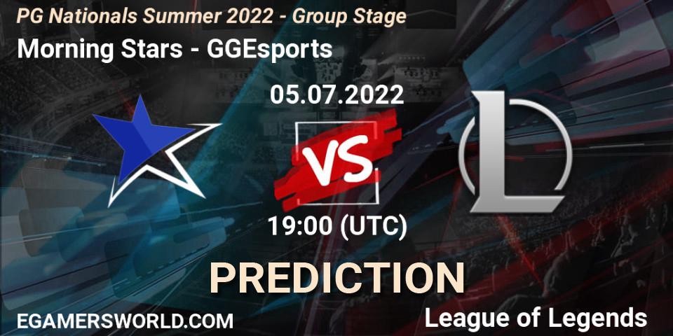 Morning Stars - GGEsports: ennuste. 05.07.2022 at 19:00, LoL, PG Nationals Summer 2022 - Group Stage