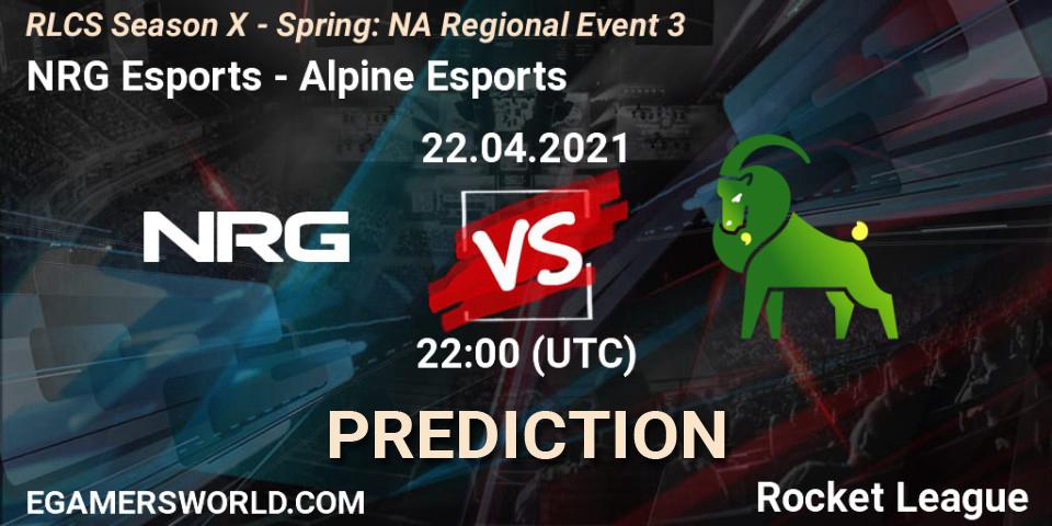 NRG Esports - Alpine Esports: ennuste. 22.04.2021 at 22:00, Rocket League, RLCS Season X - Spring: NA Regional Event 3