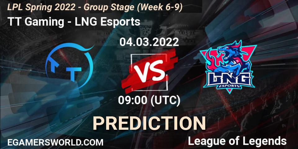TT Gaming - LNG Esports: ennuste. 04.03.2022 at 09:30, LoL, LPL Spring 2022 - Group Stage (Week 6-9)