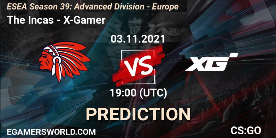 The Incas - X-Gamer: ennuste. 03.11.2021 at 19:00, Counter-Strike (CS2), ESEA Season 39: Advanced Division - Europe