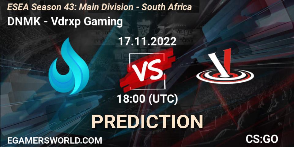 DNMK - Vdrxp Gaming: ennuste. 23.11.2022 at 18:00, Counter-Strike (CS2), ESEA Season 43: Main Division - South Africa