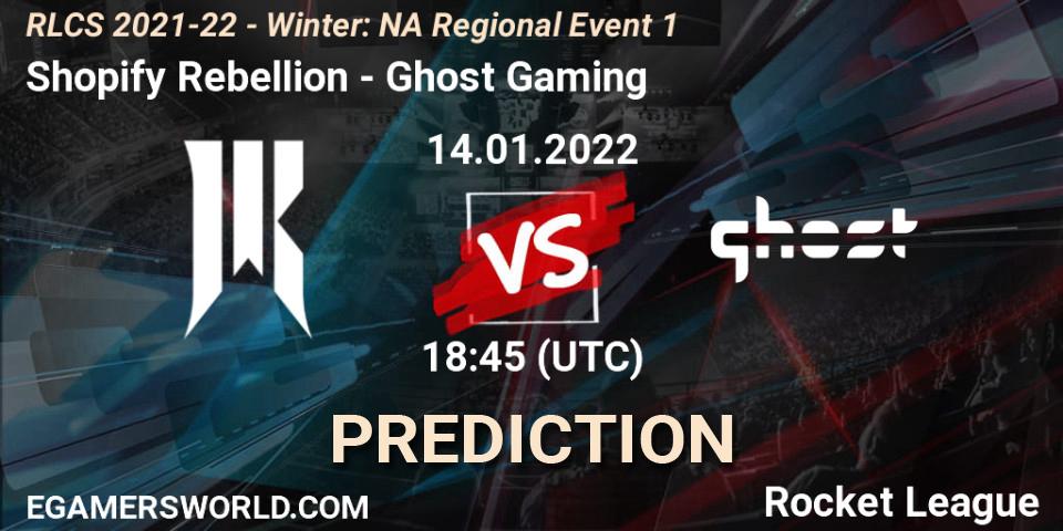 Shopify Rebellion - Ghost Gaming: ennuste. 14.01.2022 at 18:45, Rocket League, RLCS 2021-22 - Winter: NA Regional Event 1