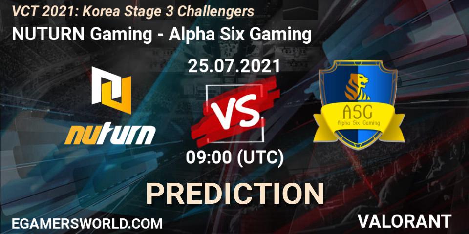 NUTURN Gaming - Alpha Six Gaming: ennuste. 25.07.2021 at 09:00, VALORANT, VCT 2021: Korea Stage 3 Challengers