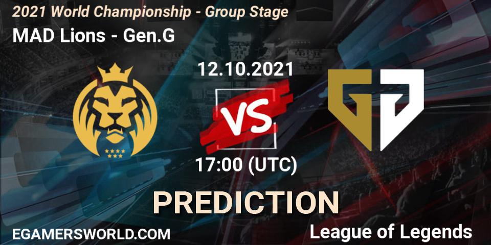 MAD Lions - Gen.G: ennuste. 12.10.2021 at 17:00, LoL, 2021 World Championship - Group Stage