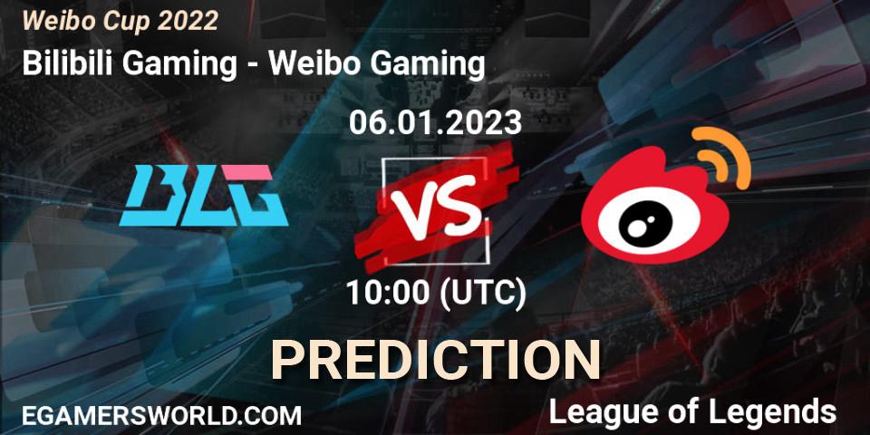 Bilibili Gaming - Weibo Gaming: ennuste. 06.01.2023 at 10:00, LoL, Weibo Cup 2022