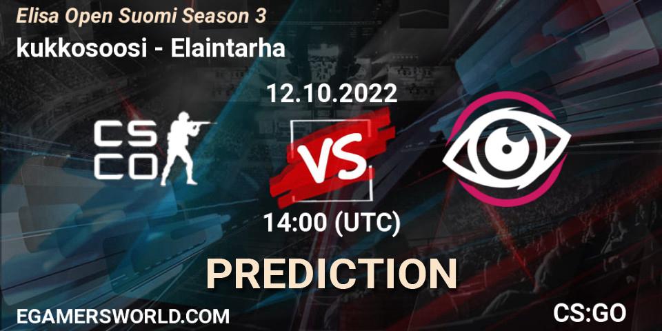 kukkosoosi - Elaintarha: ennuste. 12.10.2022 at 14:00, Counter-Strike (CS2), Elisa Open Suomi Season 3