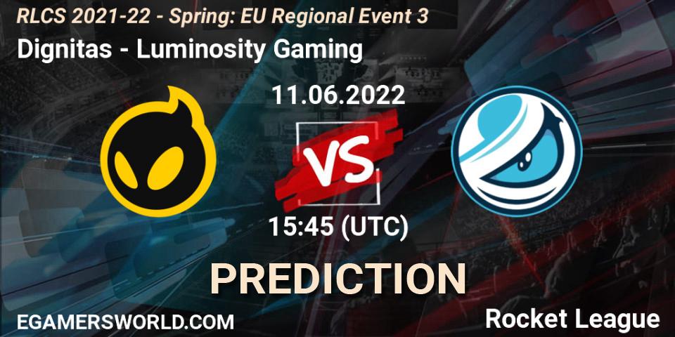 Dignitas - Luminosity Gaming: ennuste. 11.06.2022 at 15:45, Rocket League, RLCS 2021-22 - Spring: EU Regional Event 3