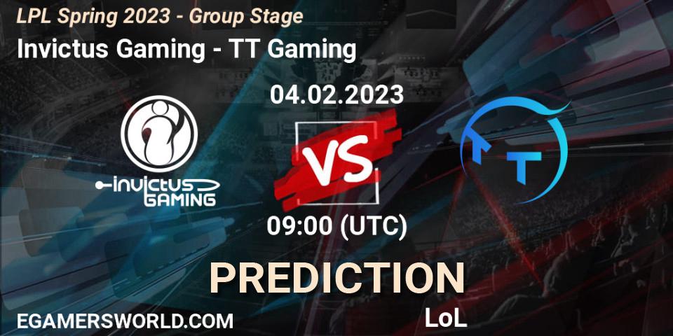 Invictus Gaming - TT Gaming: ennuste. 04.02.2023 at 09:15, LoL, LPL Spring 2023 - Group Stage