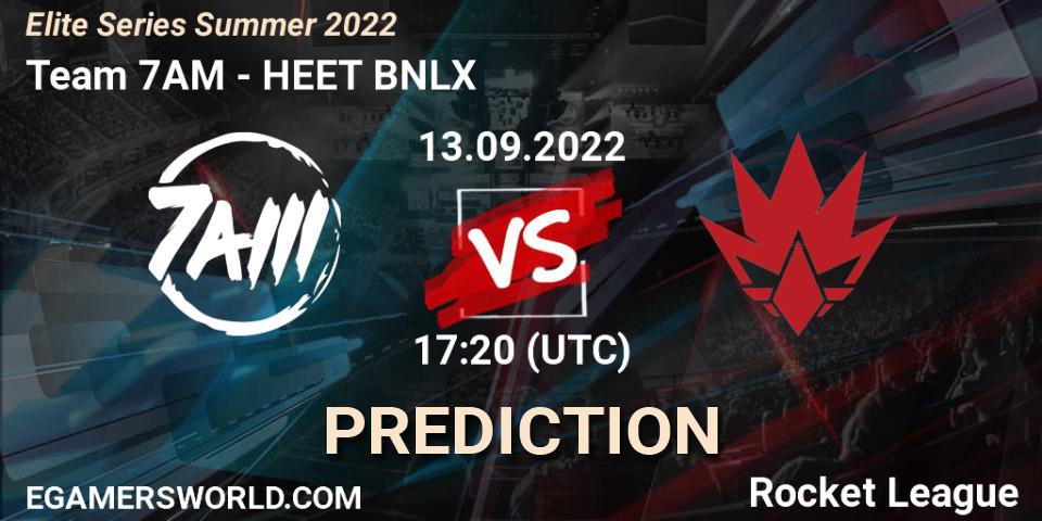 Team 7AM - HEET BNLX: ennuste. 13.09.2022 at 19:00, Rocket League, Elite Series Summer 2022