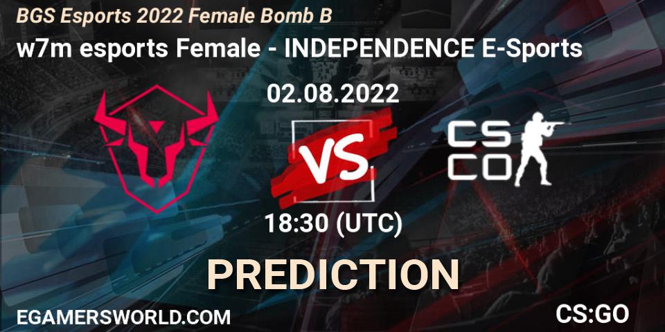 w7m esports Female - INDEPENDENCE E-Sports: ennuste. 02.08.2022 at 18:30, Counter-Strike (CS2), Monster Energy BGS Bomb B Women Cup 2022