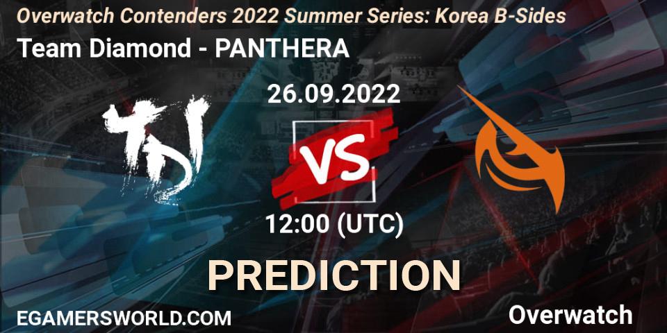 Team Diamond - PANTHERA: ennuste. 26.09.2022 at 12:00, Overwatch, Overwatch Contenders 2022 Summer Series: Korea B-Sides