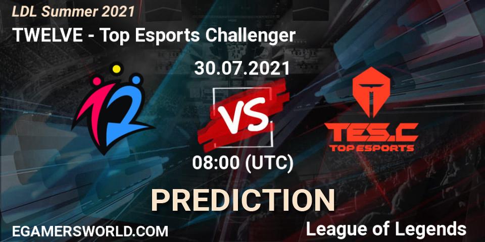 TWELVE - Top Esports Challenger: ennuste. 31.07.2021 at 08:00, LoL, LDL Summer 2021