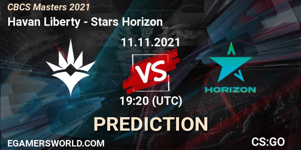 Havan Liberty - Stars Horizon: ennuste. 11.11.2021 at 19:20, Counter-Strike (CS2), CBCS Masters 2021