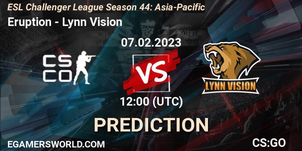 Eruption - Lynn Vision: ennuste. 07.02.23, CS2 (CS:GO), ESL Challenger League Season 44: Asia-Pacific