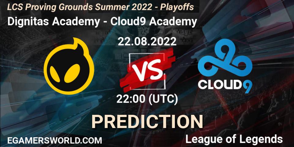 Dignitas Academy - Cloud9 Academy: ennuste. 22.08.22, LoL, LCS Proving Grounds Summer 2022 - Playoffs