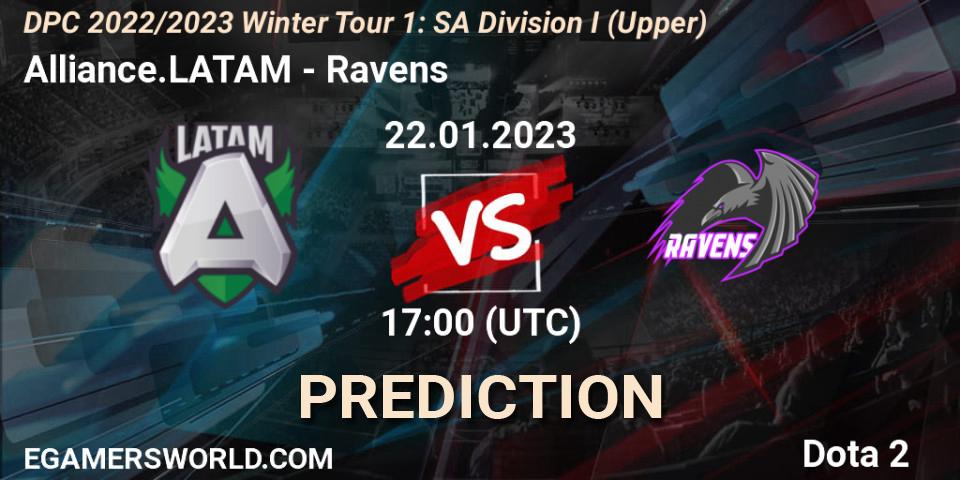Alliance.LATAM - Ravens: ennuste. 22.01.2023 at 17:04, Dota 2, DPC 2022/2023 Winter Tour 1: SA Division I (Upper) 
