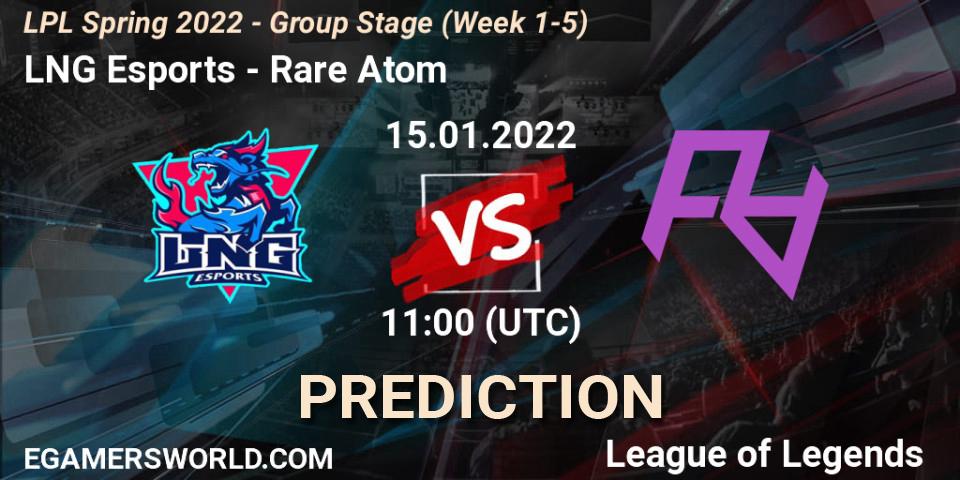 LNG Esports - Rare Atom: ennuste. 15.01.2022 at 12:00, LoL, LPL Spring 2022 - Group Stage (Week 1-5)