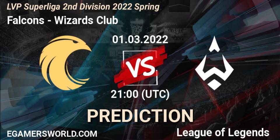 Falcons - Wizards Club: ennuste. 01.03.2022 at 21:00, LoL, LVP Superliga 2nd Division 2022 Spring