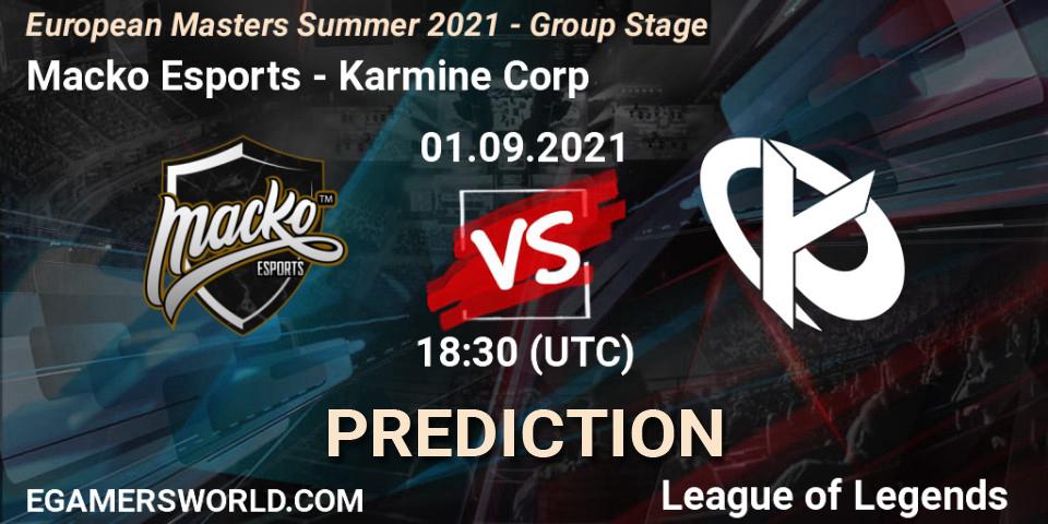 Macko Esports - Karmine Corp: ennuste. 01.09.2021 at 18:00, LoL, European Masters Summer 2021 - Group Stage