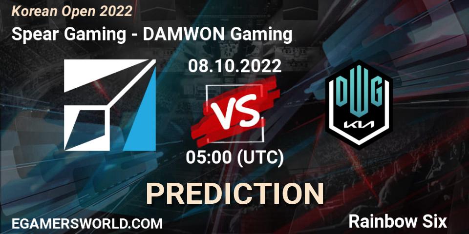 Spear Gaming - DAMWON Gaming: ennuste. 08.10.2022 at 05:00, Rainbow Six, Korean Open 2022