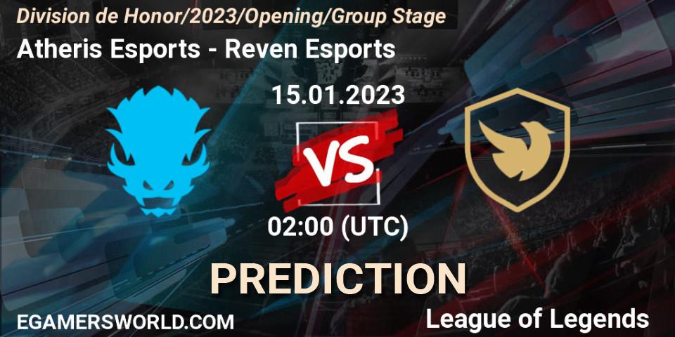 Atheris Esports - Reven Esports: ennuste. 15.01.2023 at 02:00, LoL, División de Honor Opening 2023 - Group Stage