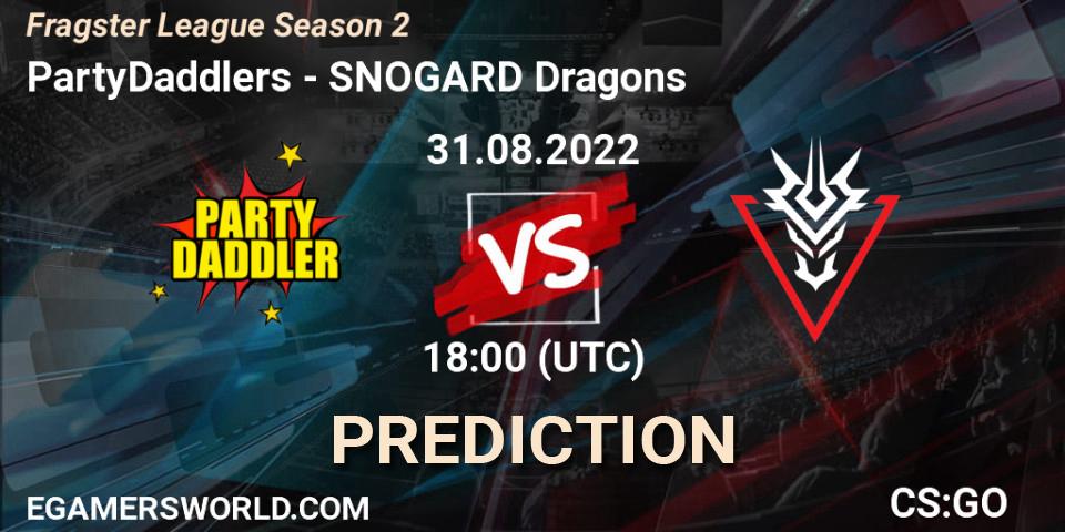 PartyDaddlers - SNOGARD Dragons: ennuste. 31.08.2022 at 18:00, Counter-Strike (CS2), Fragster League Season 2
