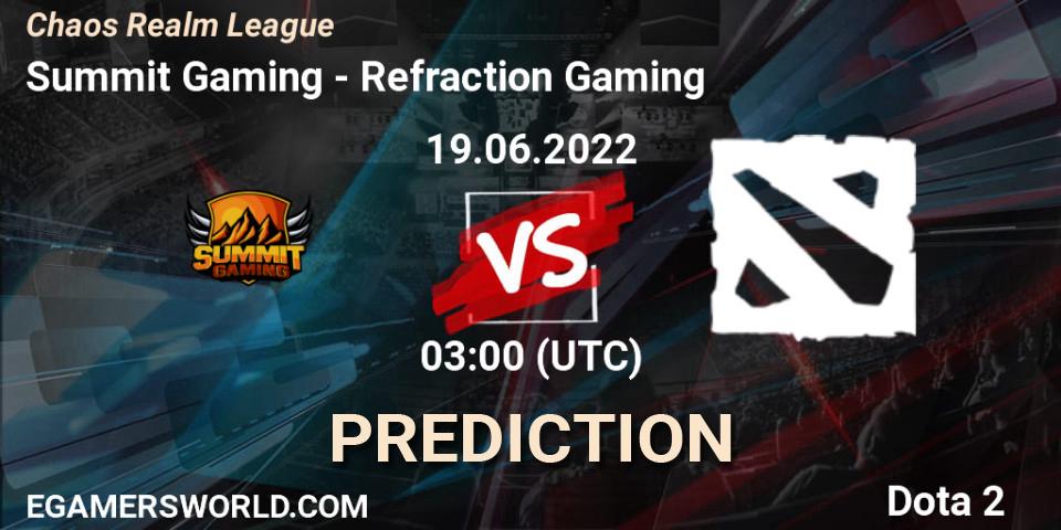Summit Gaming - Refraction Gaming: ennuste. 18.06.2022 at 03:26, Dota 2, Chaos Realm League 