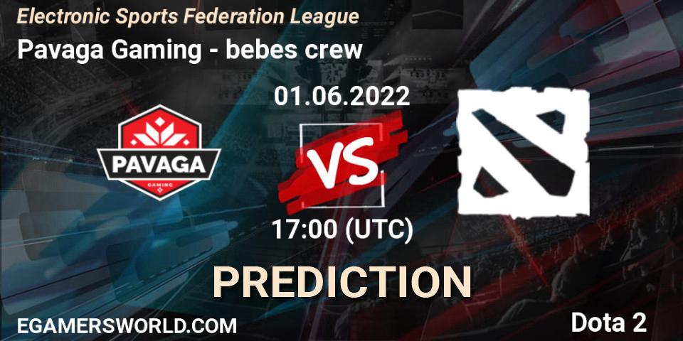 Pavaga Gaming - bebes crew: ennuste. 01.06.2022 at 17:00, Dota 2, Electronic Sports Federation League