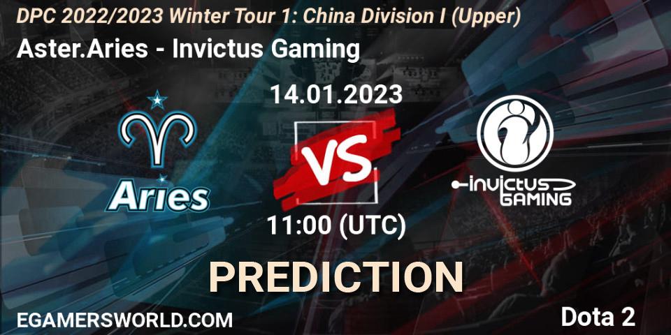 Aster.Aries - Invictus Gaming: ennuste. 14.01.2023 at 11:01, Dota 2, DPC 2022/2023 Winter Tour 1: CN Division I (Upper)