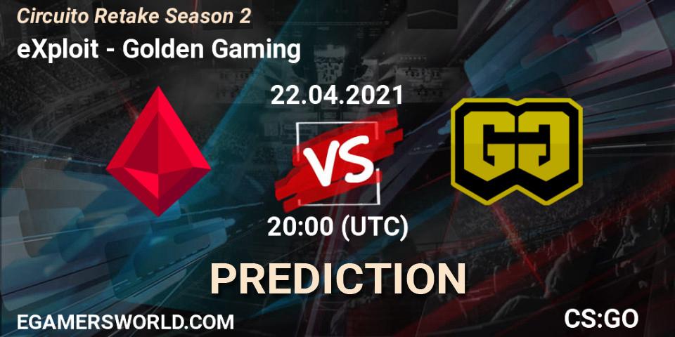 eXploit - Golden Gaming: ennuste. 22.04.2021 at 20:00, Counter-Strike (CS2), Circuito Retake Season 2