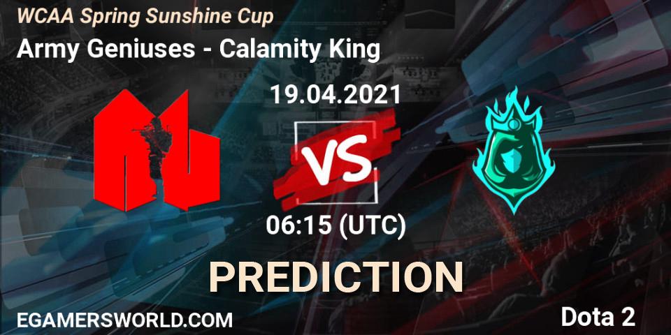 Army Geniuses - Calamity King: ennuste. 19.04.2021 at 06:27, Dota 2, WCAA Spring Sunshine Cup