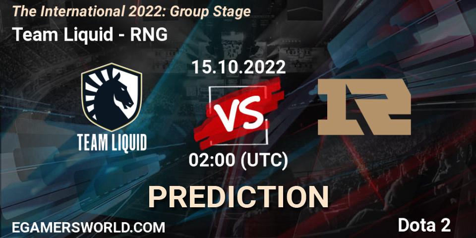 Team Liquid - RNG: ennuste. 15.10.22, Dota 2, The International 2022: Group Stage