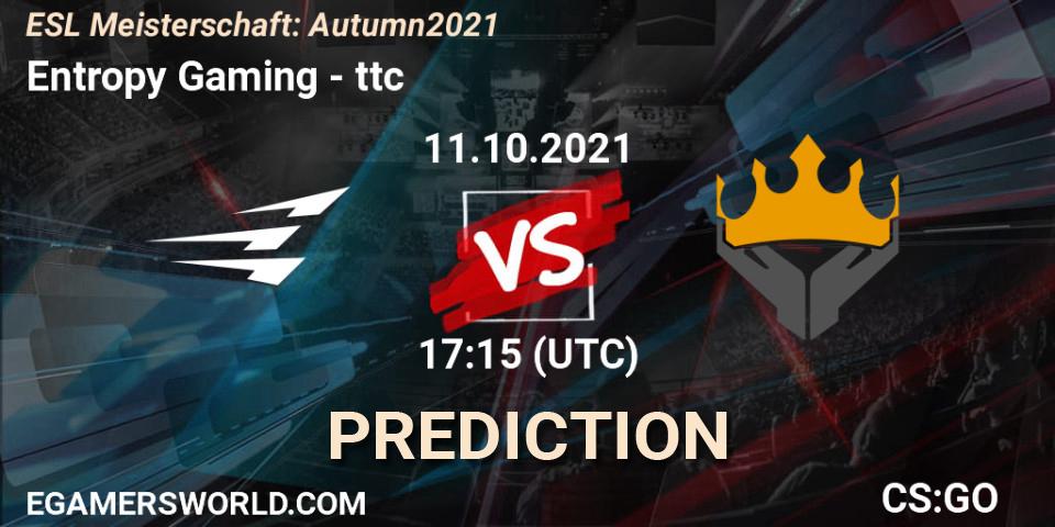 Entropy Gaming - ttc: ennuste. 11.10.2021 at 17:15, Counter-Strike (CS2), ESL Meisterschaft: Autumn 2021