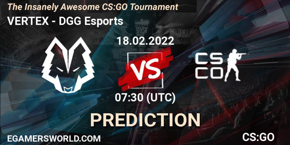 VERTEX - DGG Esports: ennuste. 18.02.2022 at 07:30, Counter-Strike (CS2), The Insanely Awesome CS:GO Tournament