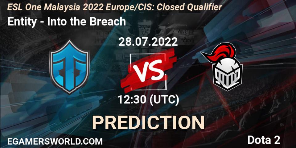 Entity - Into the Breach: ennuste. 28.07.2022 at 12:30, Dota 2, ESL One Malaysia 2022 Europe/CIS: Closed Qualifier