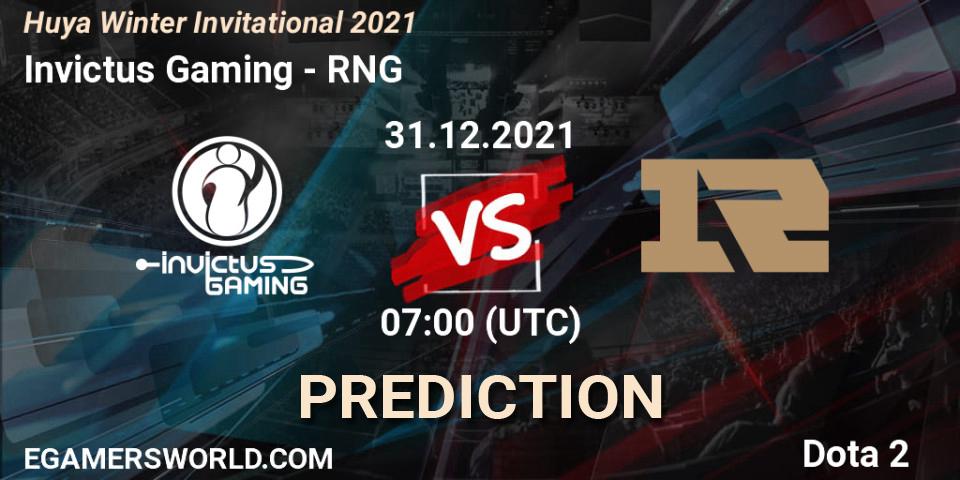 Invictus Gaming - RNG: ennuste. 31.12.2021 at 07:05, Dota 2, Huya Winter Invitational 2021