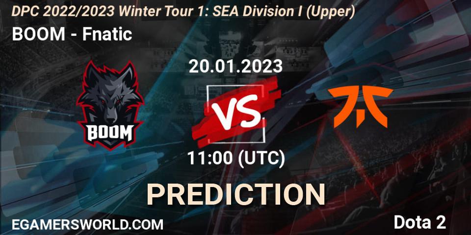 BOOM - Fnatic: ennuste. 20.01.23, Dota 2, DPC 2022/2023 Winter Tour 1: SEA Division I (Upper)