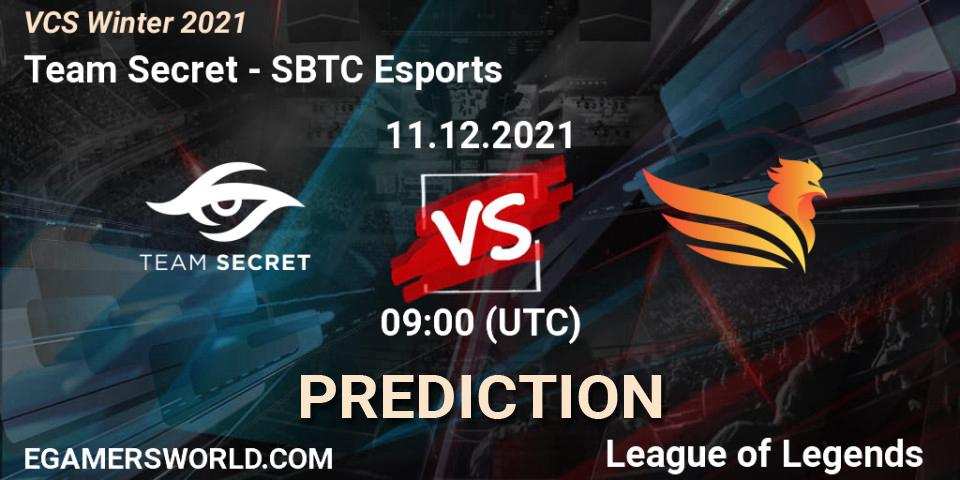 Team Secret - SBTC Esports: ennuste. 11.12.2021 at 09:00, LoL, VCS Winter 2021