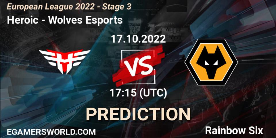 Heroic - Wolves Esports: ennuste. 17.10.2022 at 18:30, Rainbow Six, European League 2022 - Stage 3