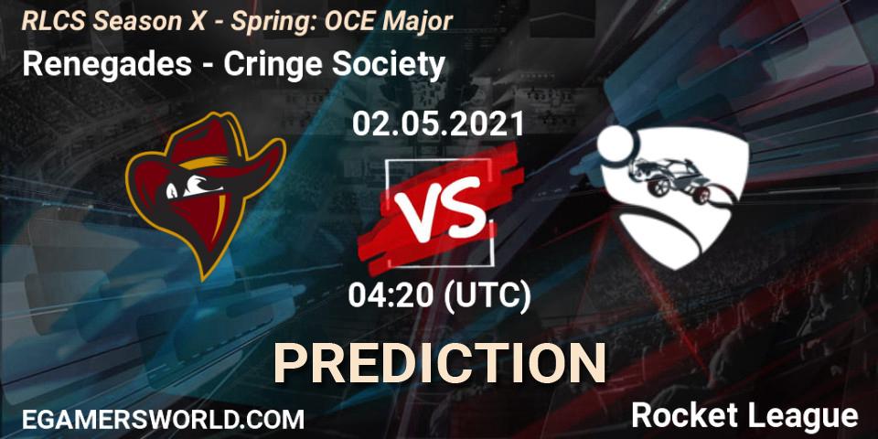 Renegades - Cringe Society: ennuste. 02.05.2021 at 04:00, Rocket League, RLCS Season X - Spring: OCE Major